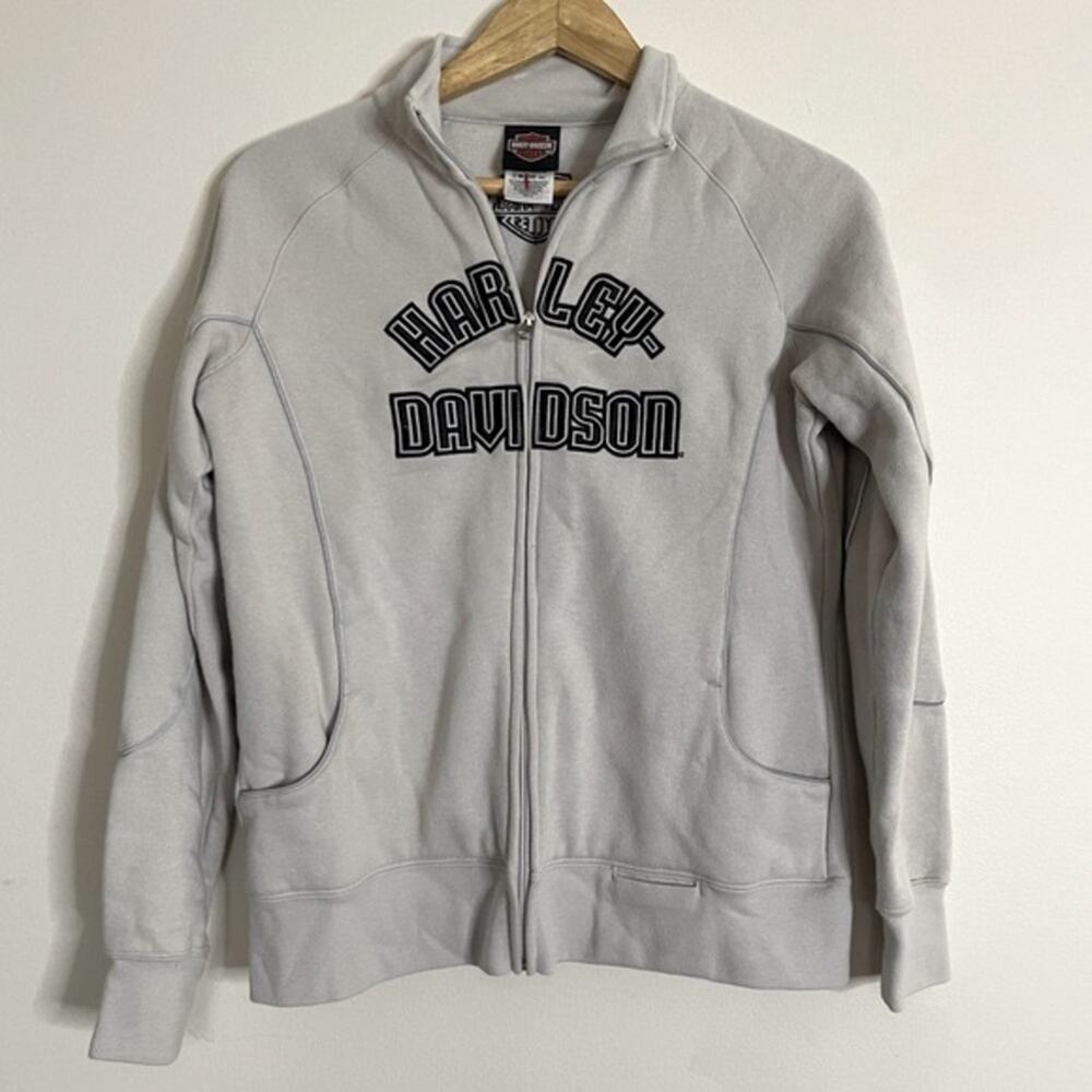 HARLEY-DAVIDSON DEFLECTOR UNISEX HOODED RIDING FLEECE JACKET GRAY SIZE M